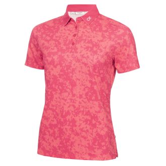 Calvin Klein Canvas Print Ladies Golf Polo Shirt CKLS24875 Berry Pink