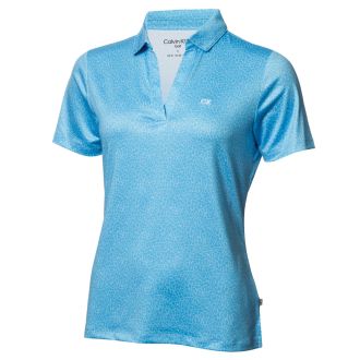 Calvin Klein Crackle Ladies Golf Polo Shirt CKLS23782 Heritage Blue/White