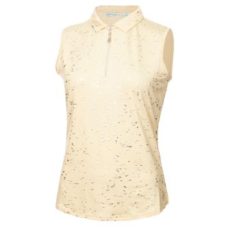 Calvin Klein Katrianna Sleeveless Silver Foil Ladies Polo Shirt SG22924 Stone