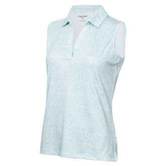 Calvin Klein Ladies Alden Sleeveless Golf Polo Shirt CKLS22560 Light Opal