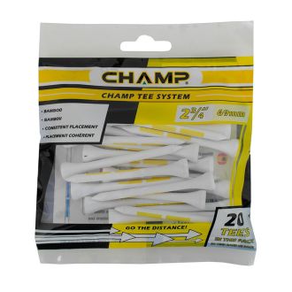 CHAMP Tee System 69mm Bamboo Golf Tees - 20 Pack - CTS2340220