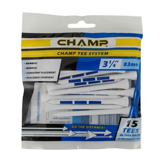 CHAMP Tee System 83mm Bamboo Golf Tees - 15 Pack CTS3140215