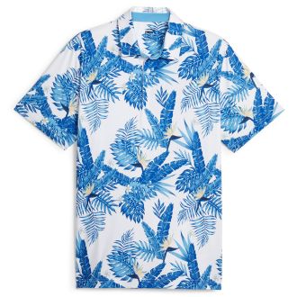 Puma Cloudspun Aloha Golf Polo Shirt 621556-04 White Glow/Festive Blue