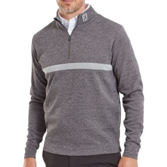 Footjoy Inset Stripe Chill-Out 1/4 Zip Golf Pullover 81633 Heather Gravel/Heather Grey Cliff