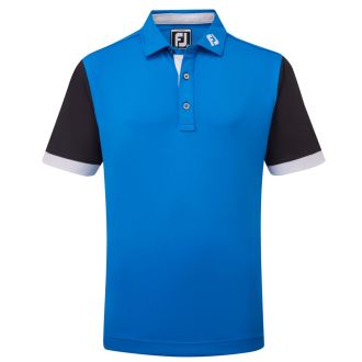 FootJoy Junior Colour Block Pique Golf Polo Shirt 88534 Cobalt/Black/White