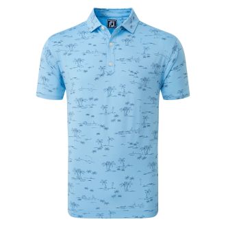 FootJoy Tropic Print Lisle Golf Polo Shirt 80092 True Blue/Navy