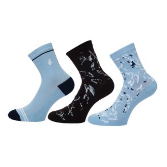 Green Lamb Ladies Golf Socks - 3 Pair Pack AG23001 Ice Blue/Black