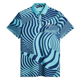 J.Lindeberg KV Tour Print Golf Polo Shirt GMJT12526-O550 Dazzle Wave Blue Curacao
