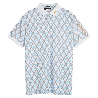 J.Lindeberg Tour Tech Print Golf Polo Shirt GMJT08576-A037 Little Boy Blue Diamond
