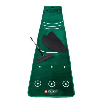 Pure 2 Improve Putting 4m Golf Mat with Broom  
