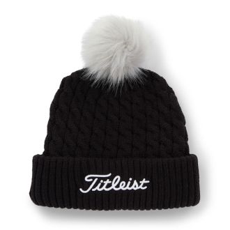 Titleist Cable Knit Pom Golf Beanie Hat TH23WCKNP-01 Black/White