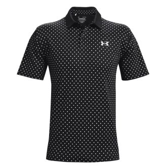 Under Armour Performance Printed Golf Polo Shirt 1361857 001 Black/Halo Grey