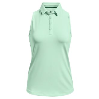 Under Armour Zinger Ladies Sleeveless Golf Polo Shirt 1363950-936 Sea Mist/Metallic Silver