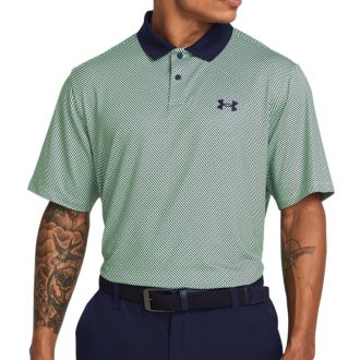 Under Armour Perf 3.0 Clubhouse Checker Golf Polo Shirt 1377377-101 White/Matrix Green/Midnight Navy